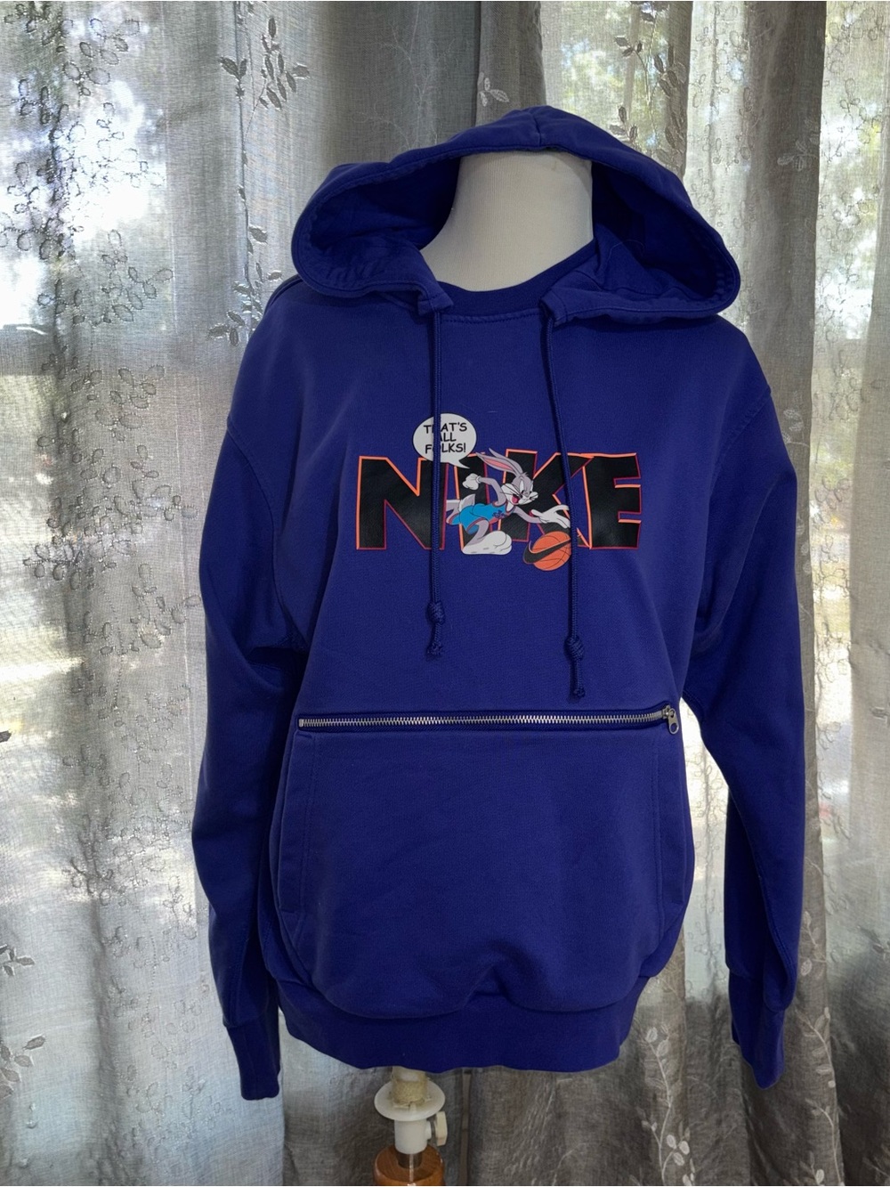 Nike Men’s Royal Blue Zip-Pocket Hoodie with Graphic